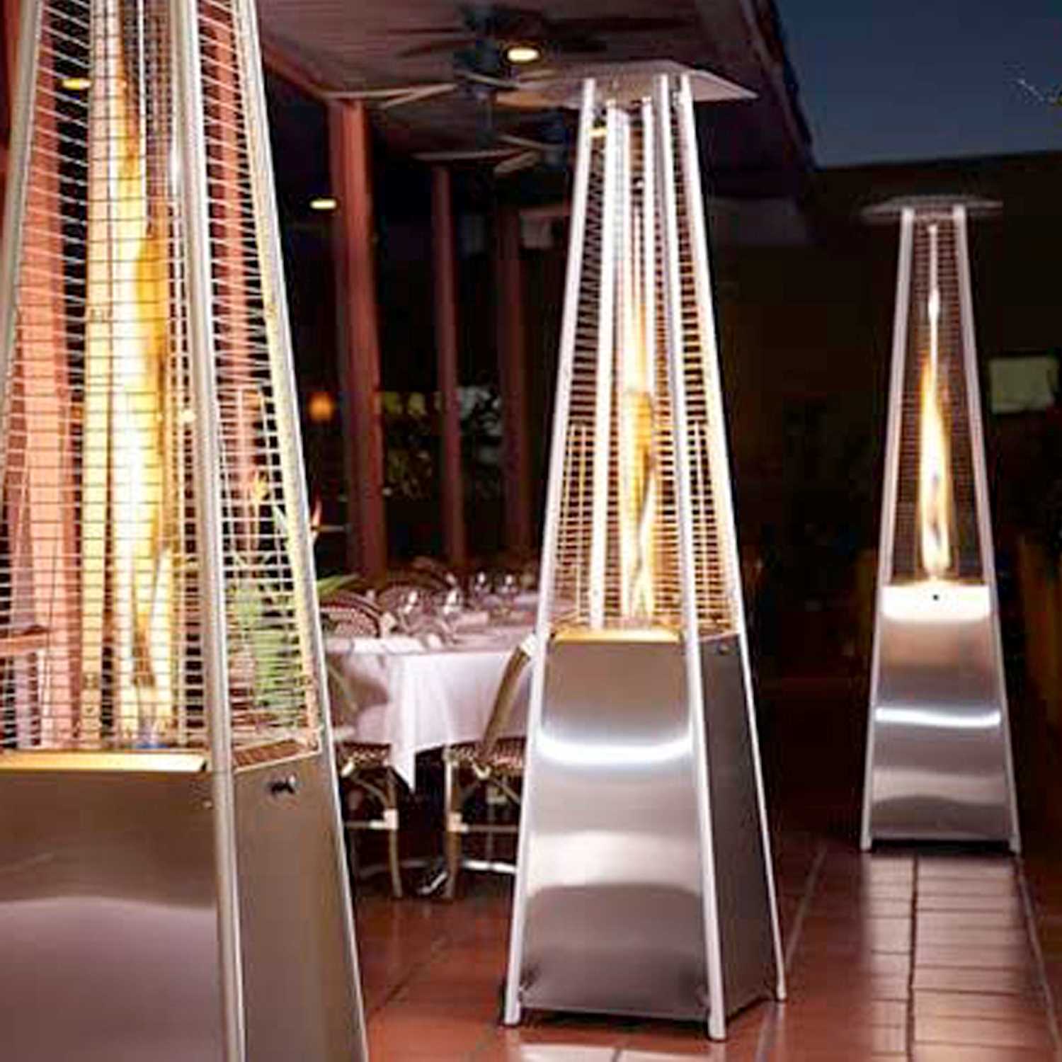 91-Inch Tall Dancing Flames Tower Patio Heater At Night – High End Christmas Gift For Husband