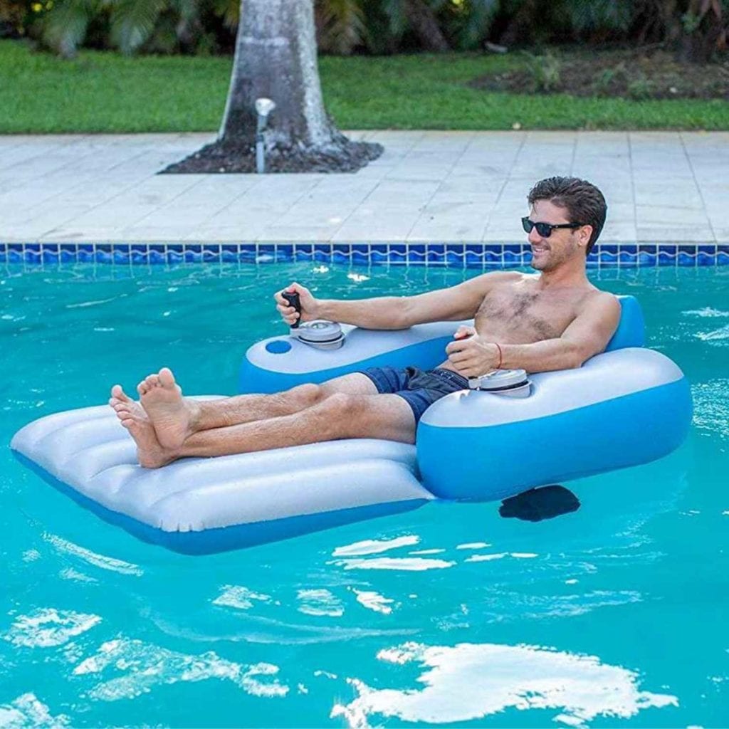 Battery Powered Motorized Inflatable Pool Lounger Main Image - Coolest Birthday Gifts For Guys