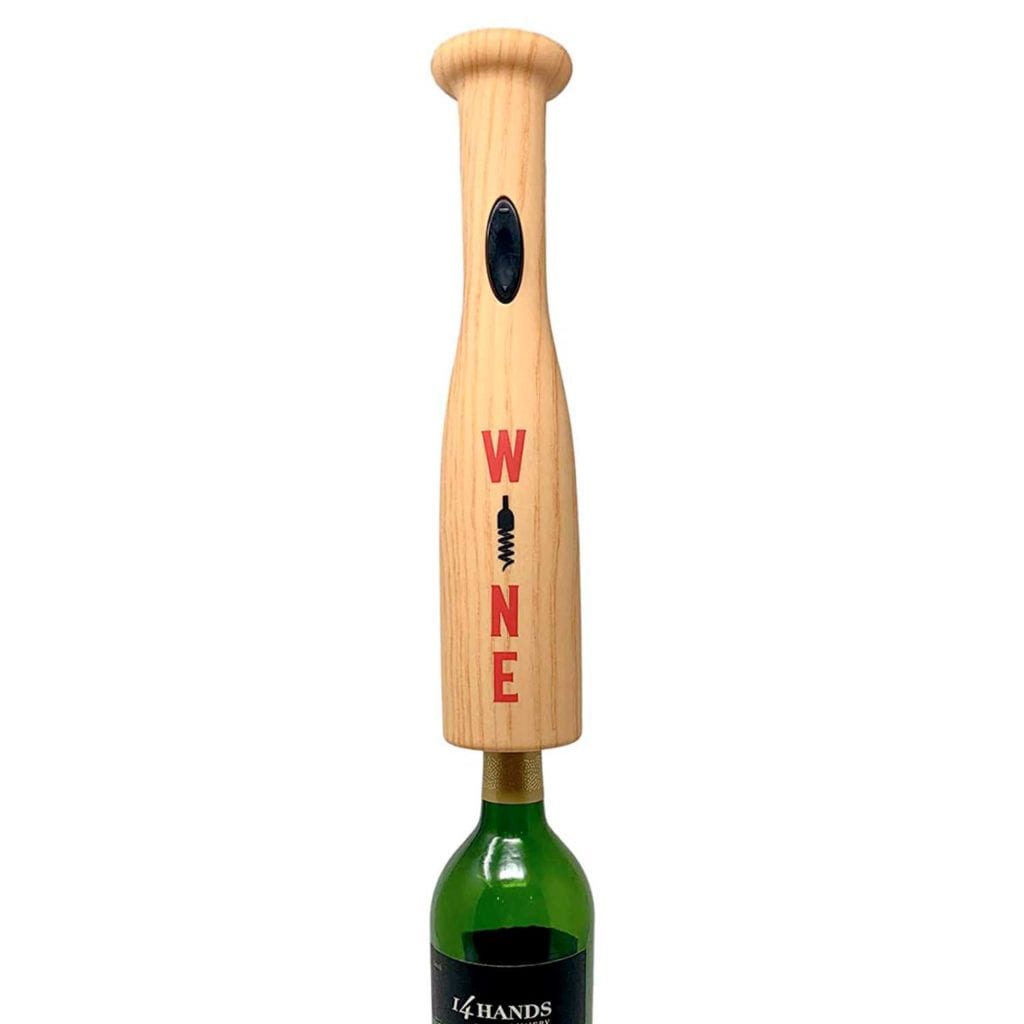 Baseball Bat Automatic Corkscrew Wine Opener Bottle - Fun Valentines Gift For Men