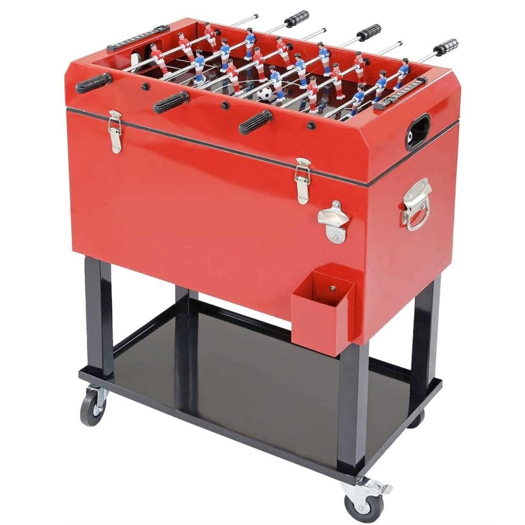 High Capacity Rolling Ice Chest with Foosball Tabletop Main Image - Unique Mens Christmas Gifts
