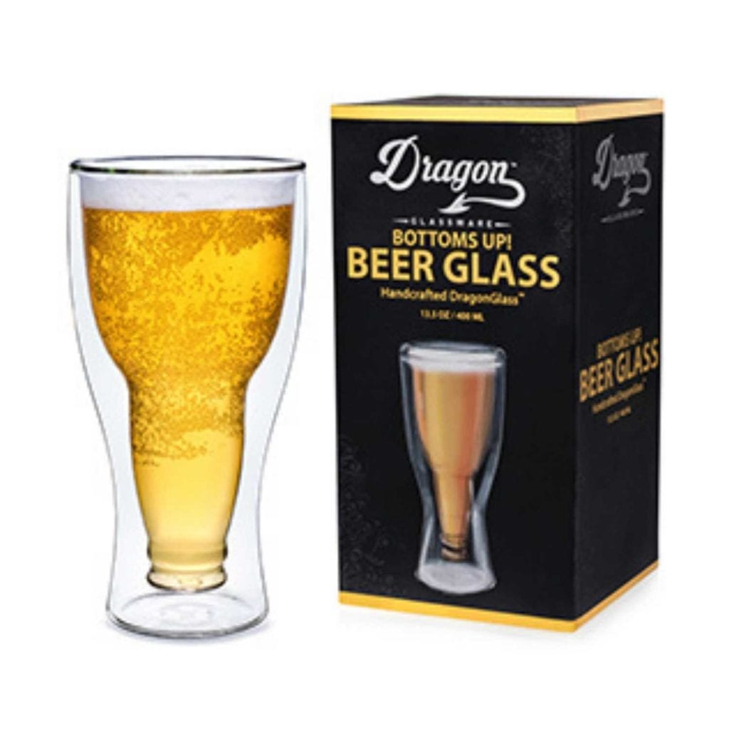 Insulated Double Walled Upside Down Beer Bottle Glass Packaging - Fun Valentine’s Day Presents For Men