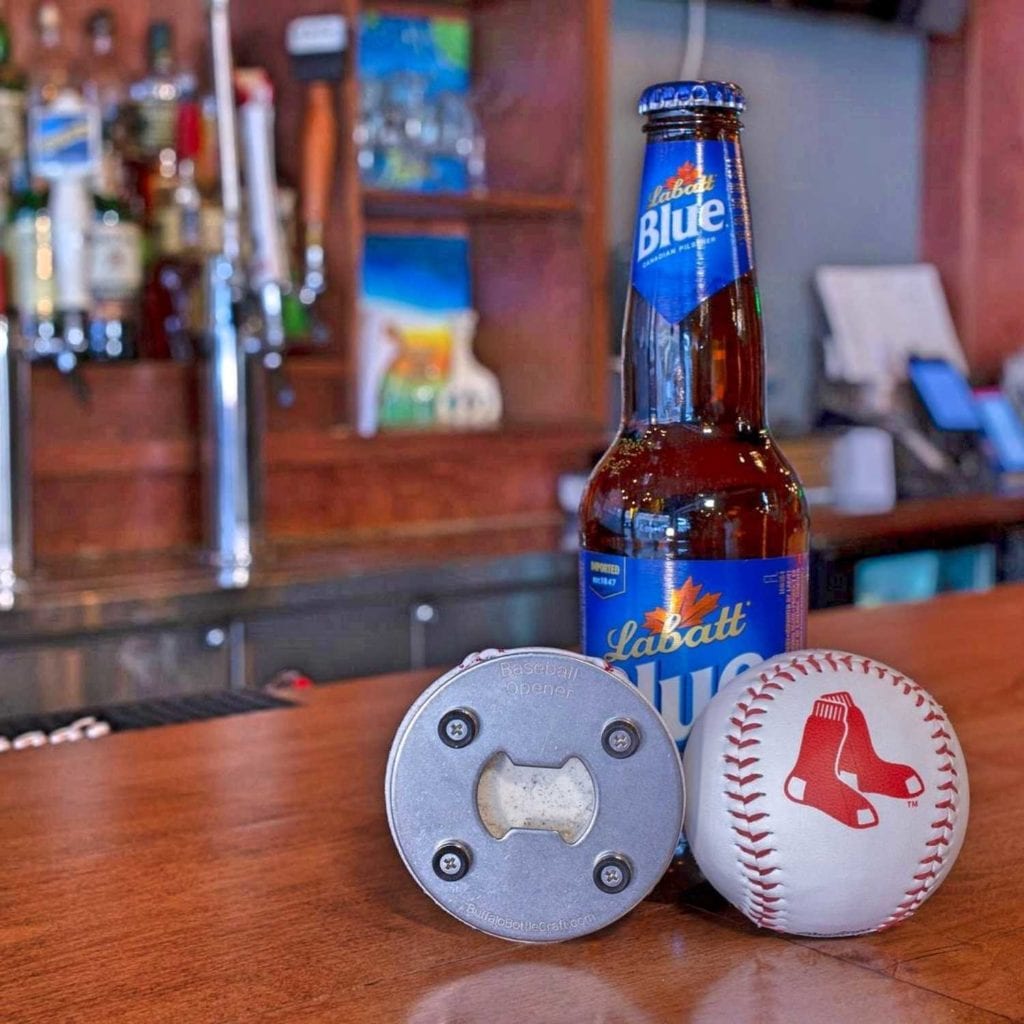 Magnetic Real Leather Baseball Beer Bottle Opener Bar Top - Fun Birthday Gift Ideas For Him