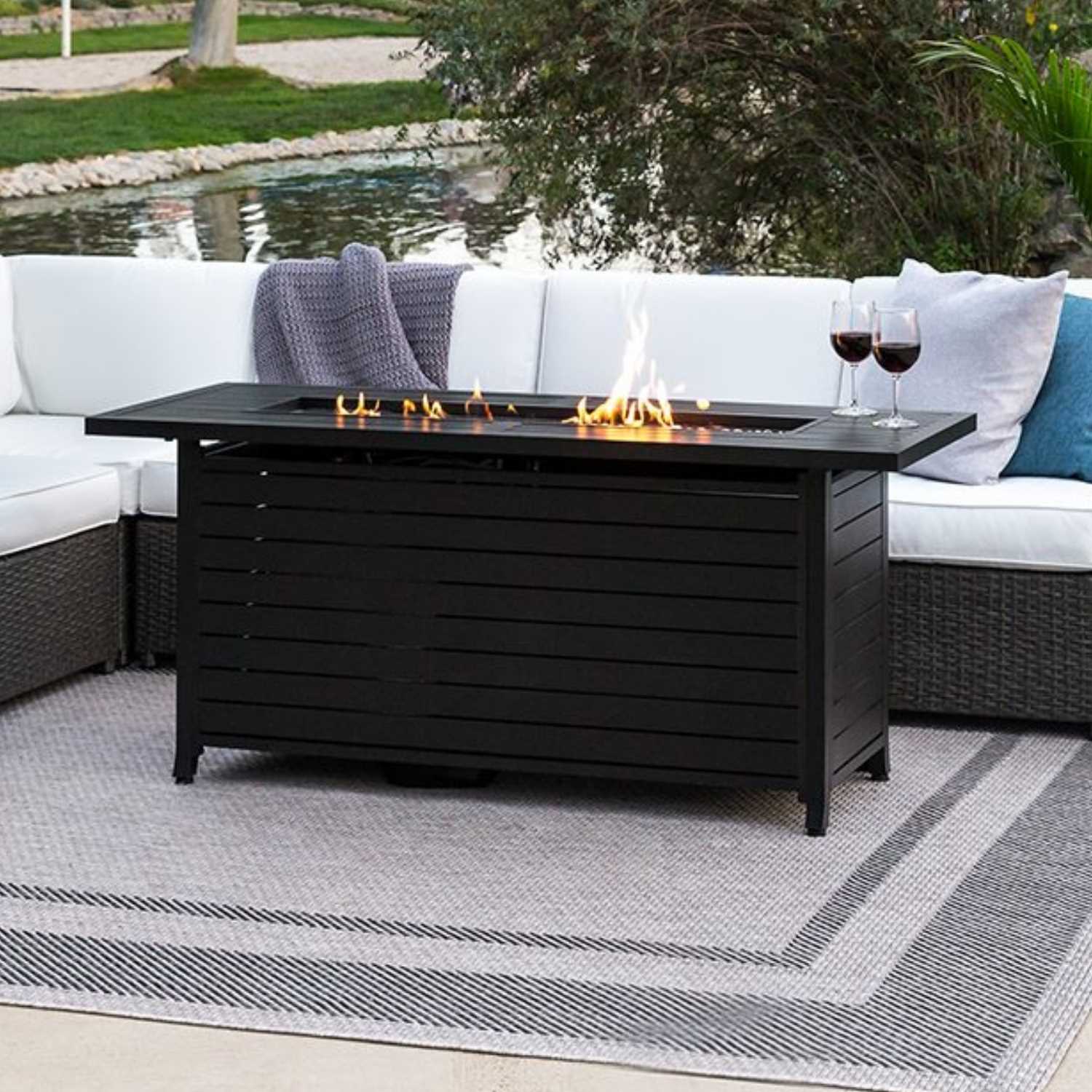 Aluminum Patio Table Glass Beads Propane Fire Pit Outdoors - Luxury Anniversary Gift Ideas For Him